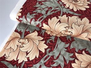 Patchwork stof - morris og co "merton", med smukt blomstermotiv i varme toner